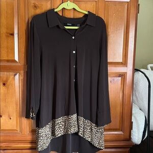 EUC Dennis Basso Dark Brown Blouse